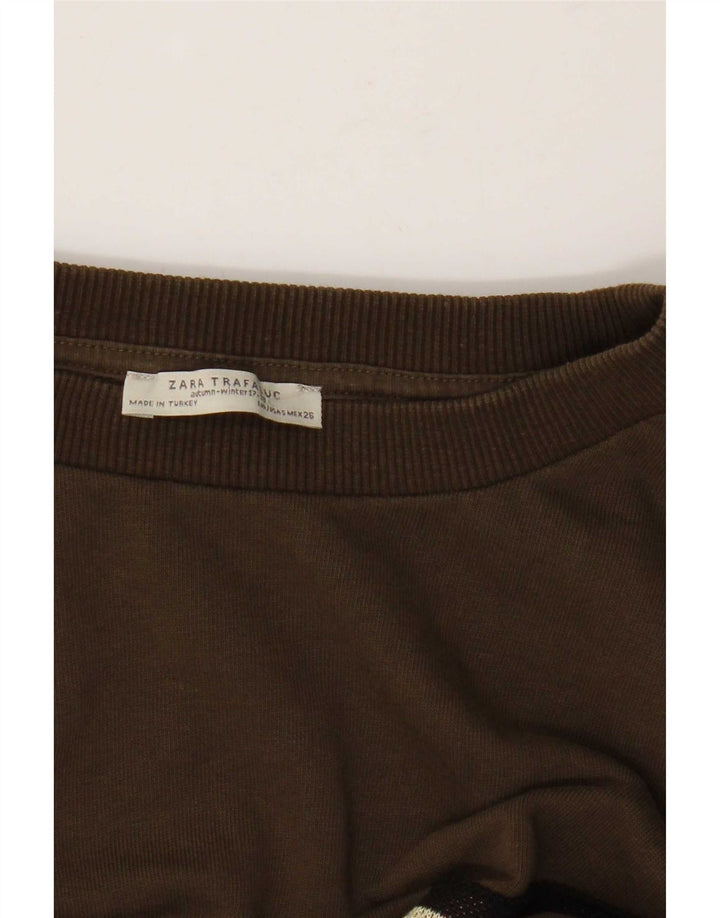 Felpa oversize da donna Zara, maglione UK 10, piccola kaki geometrica