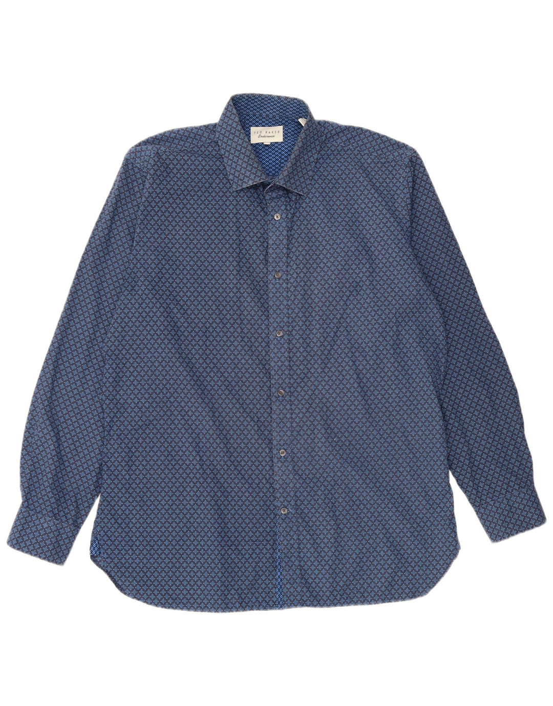 Camicia da uomo Ted Baker taglia 16 1/2 grande cotone geometrico blu