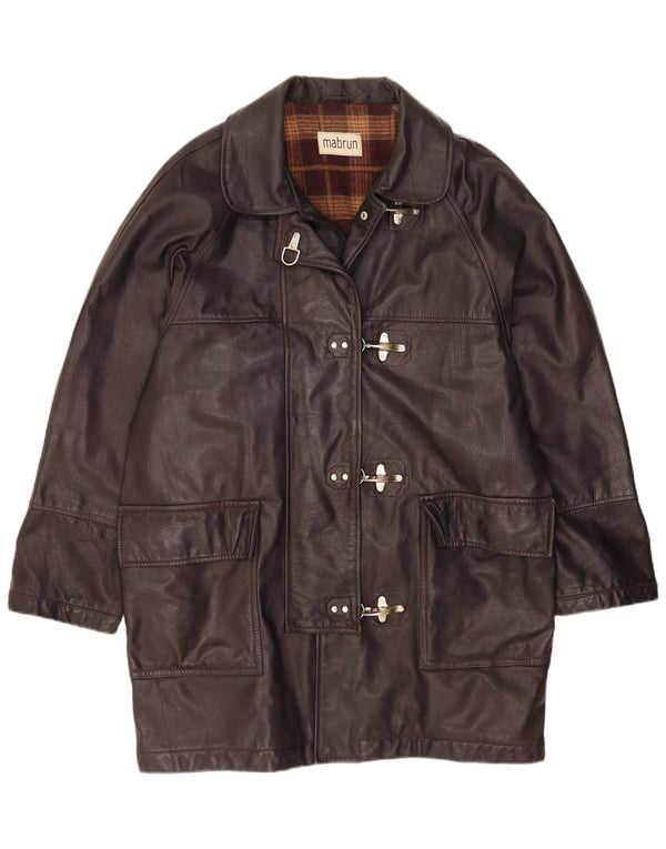 Cappotto oversize in pelle da donna MABRUN IT 50 XL Pelle marrone