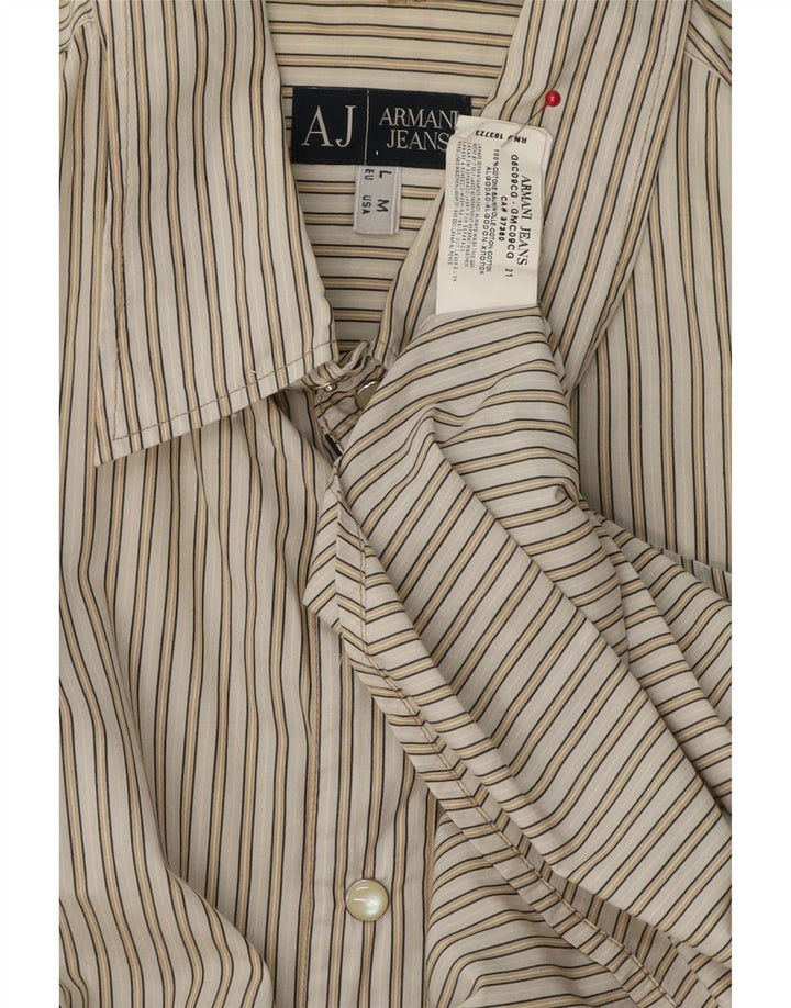 ARMANI JEANS Camicia Uomo Cotone Righe Large Beige