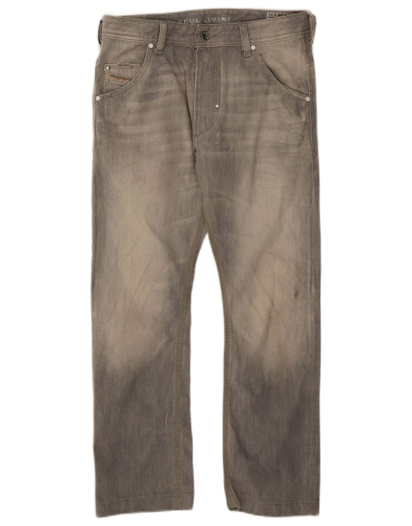 Diesel Uomo Krooley Regular Carrot Slim Jeans W28 L26 Cotone Grigio