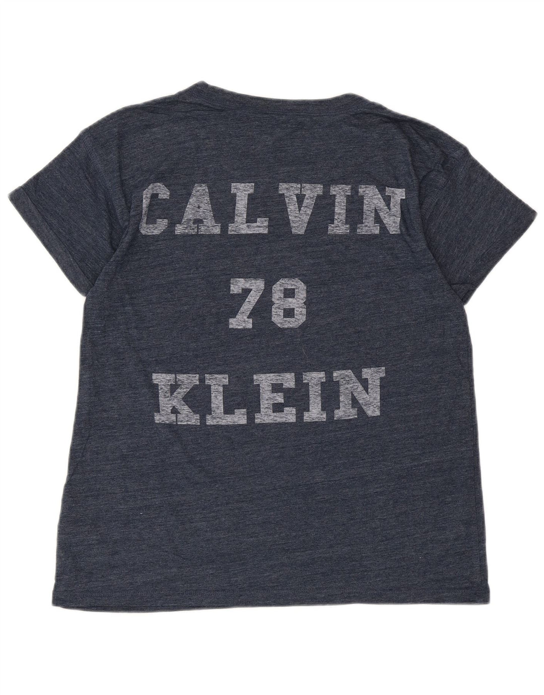 CALVIN KLEIN JEANS T-shirt grafica da donna Top UK 6 XS Blu navy chiazzato