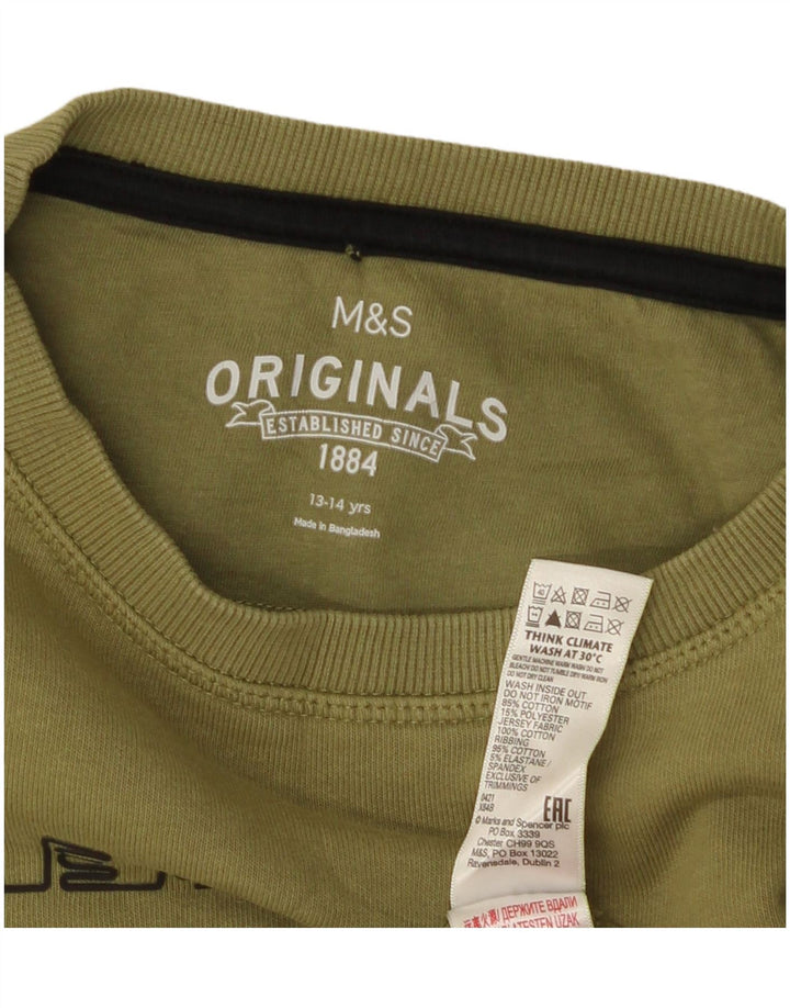 Felpa grafica da ragazzo Marks & Spencer 13-14 anni in cotone kaki