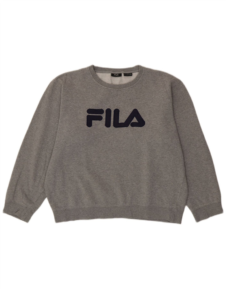 FILA Womens Oversized Graphic Sweatshirt Jumper UK 18 XL Grey Cotton