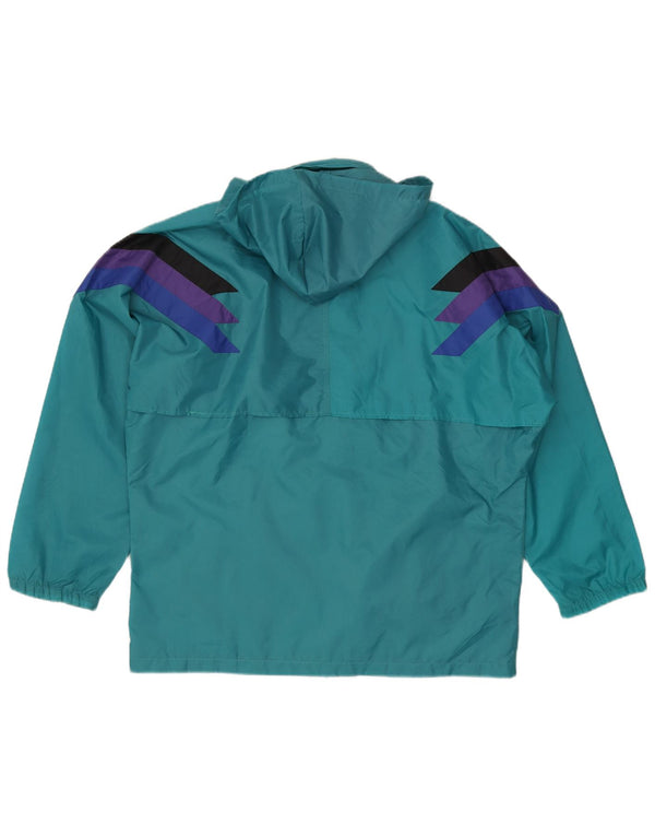 Giacca antipioggia con cappuccio da uomo Adidas UK 38/40 Colorblock medio turchese
