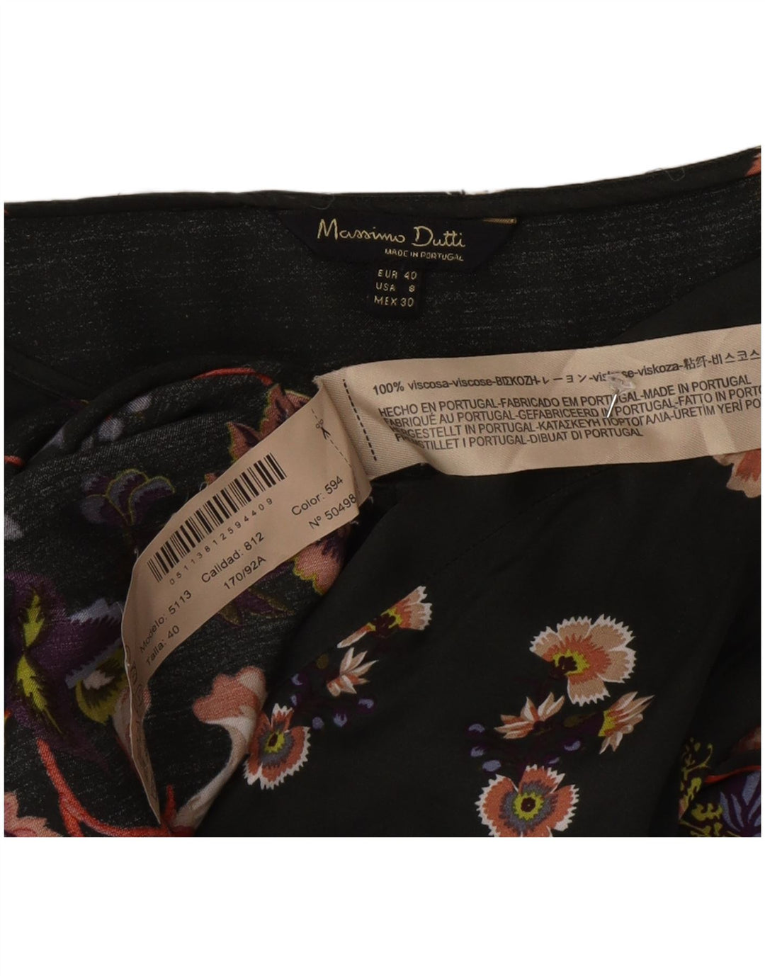 Massimo Dutti Camicetta a maniche lunghe da donna Top EU 40 Verde medio floreale
