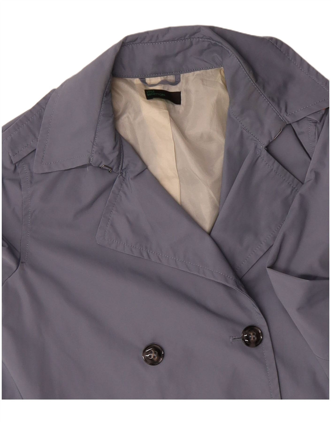 Trench oversize da donna Benetton UK 10 piccolo poliestere blu