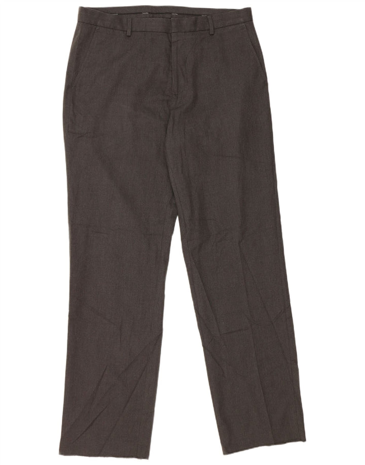 CALVIN KLEIN Pantaloni da abito dritti da uomo W34 L32 Poliestere grigio
