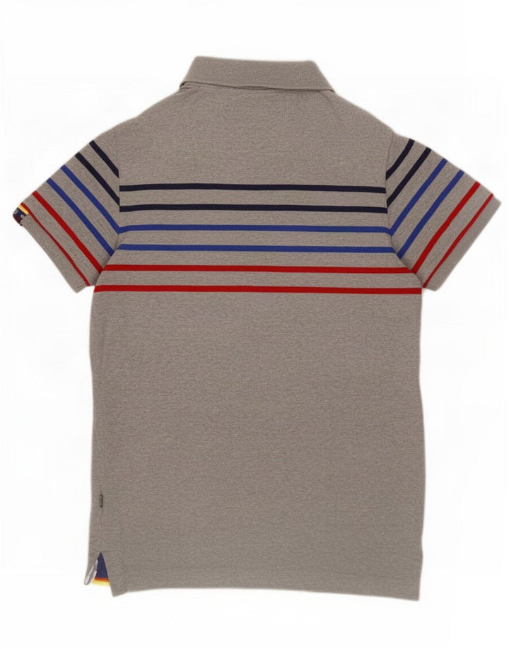 Polo da uomo Superdry in cotone a righe grigio medio