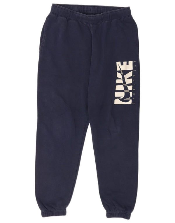 Pantaloni da tuta con grafica Nike da uomo, pantaloni da jogging, piccoli, in cotone blu navy