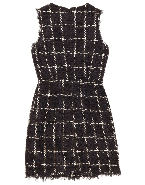 WAREHOUSE Womens Sleeveless Sheath Dress UK 8 Small Navy Blue Check