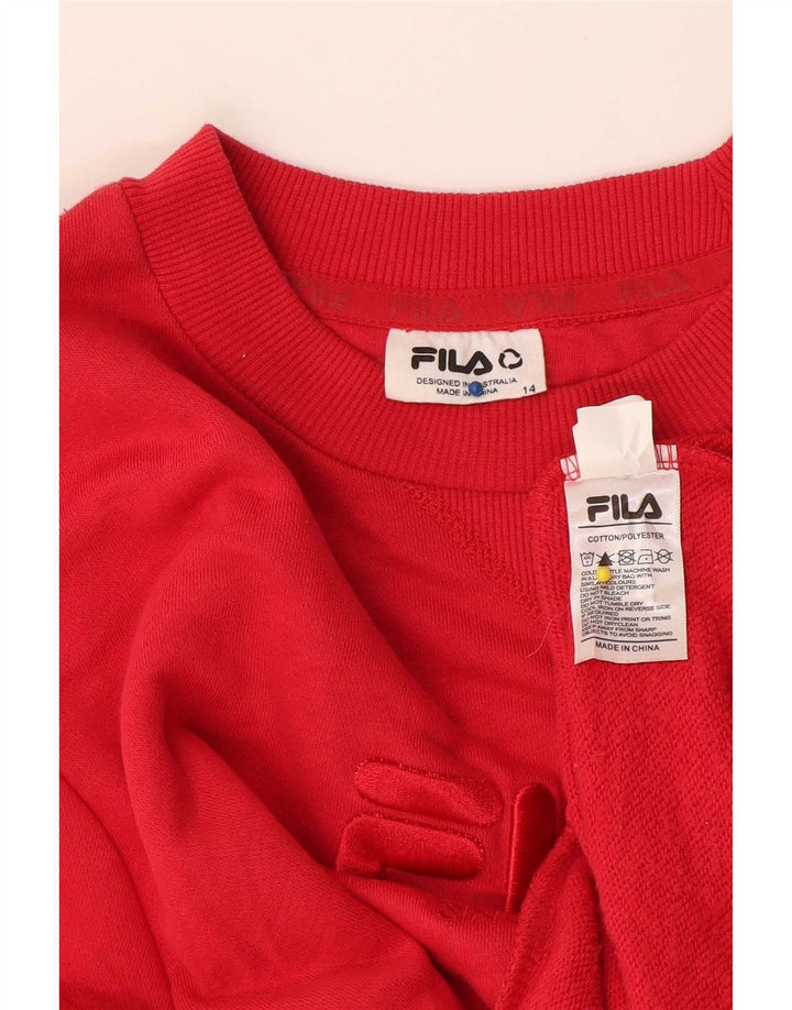 Felpa grafica da donna Fila Jumper UK 14 Large Rosso Cotone