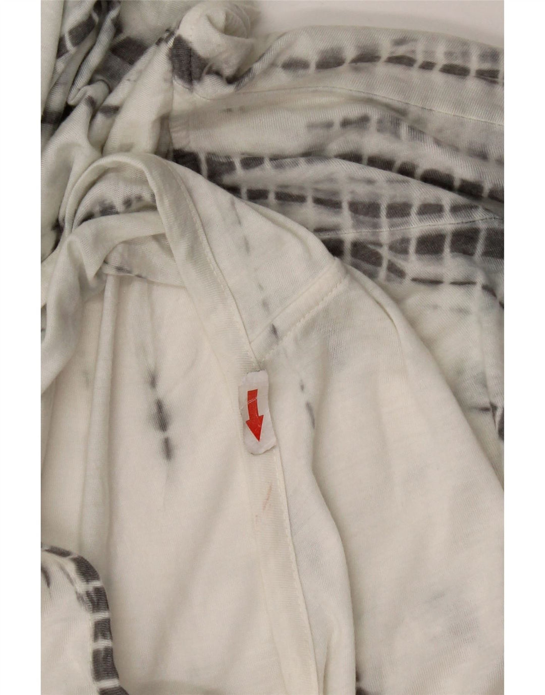 Top da donna vintage con cappuccio manica 3/4 UK 14 poliestere medio tinto in bianco bianco