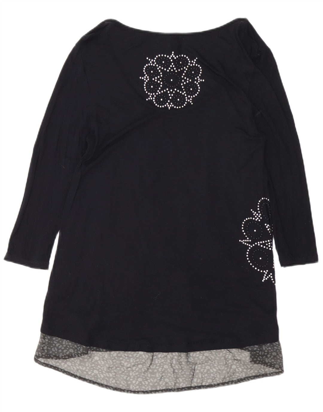 DESIGUAL Abito da donna a linea A con maniche a 3/4 con grafica UK 12 Viscosa nera media