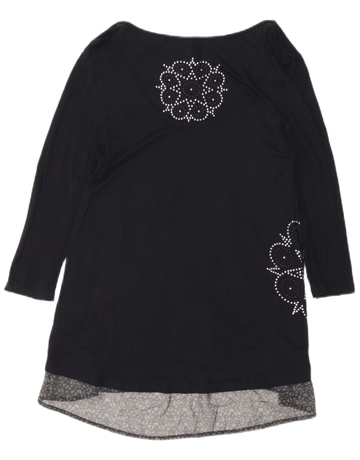 DESIGUAL Abito da donna a linea A con maniche a 3/4 con grafica UK 12 Viscosa nera media