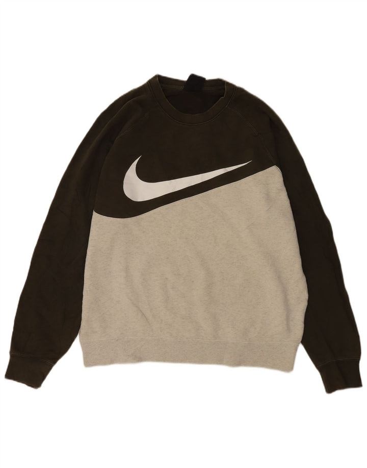 Felpa grafica Nike da uomo, maglione grande color kaki