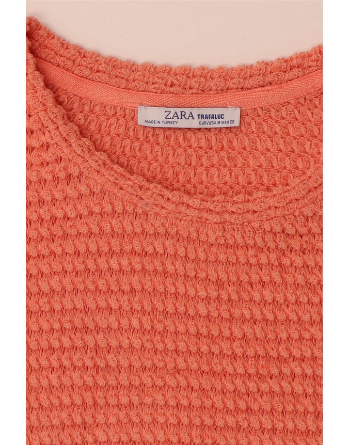 ZARA Camicetta Oversize in Maglia Trafaluc da Donna UK 14 Arancione Medio