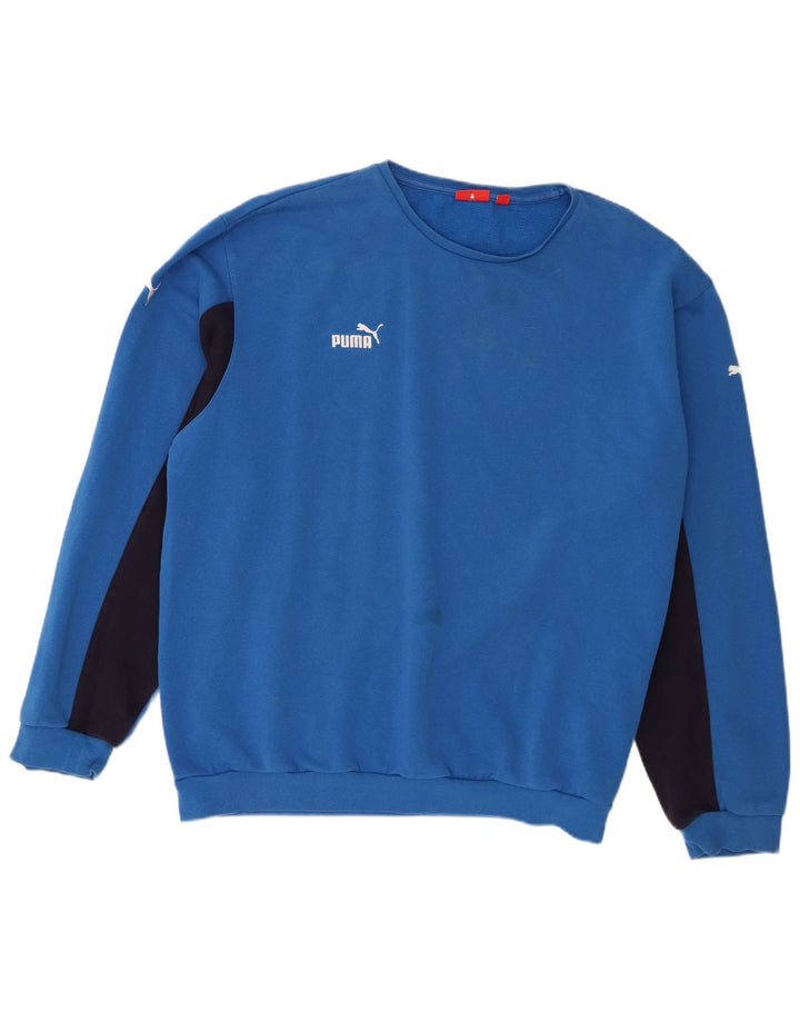 Felpa da uomo Puma Jumper 2XL Blu Colourblock in cotone
