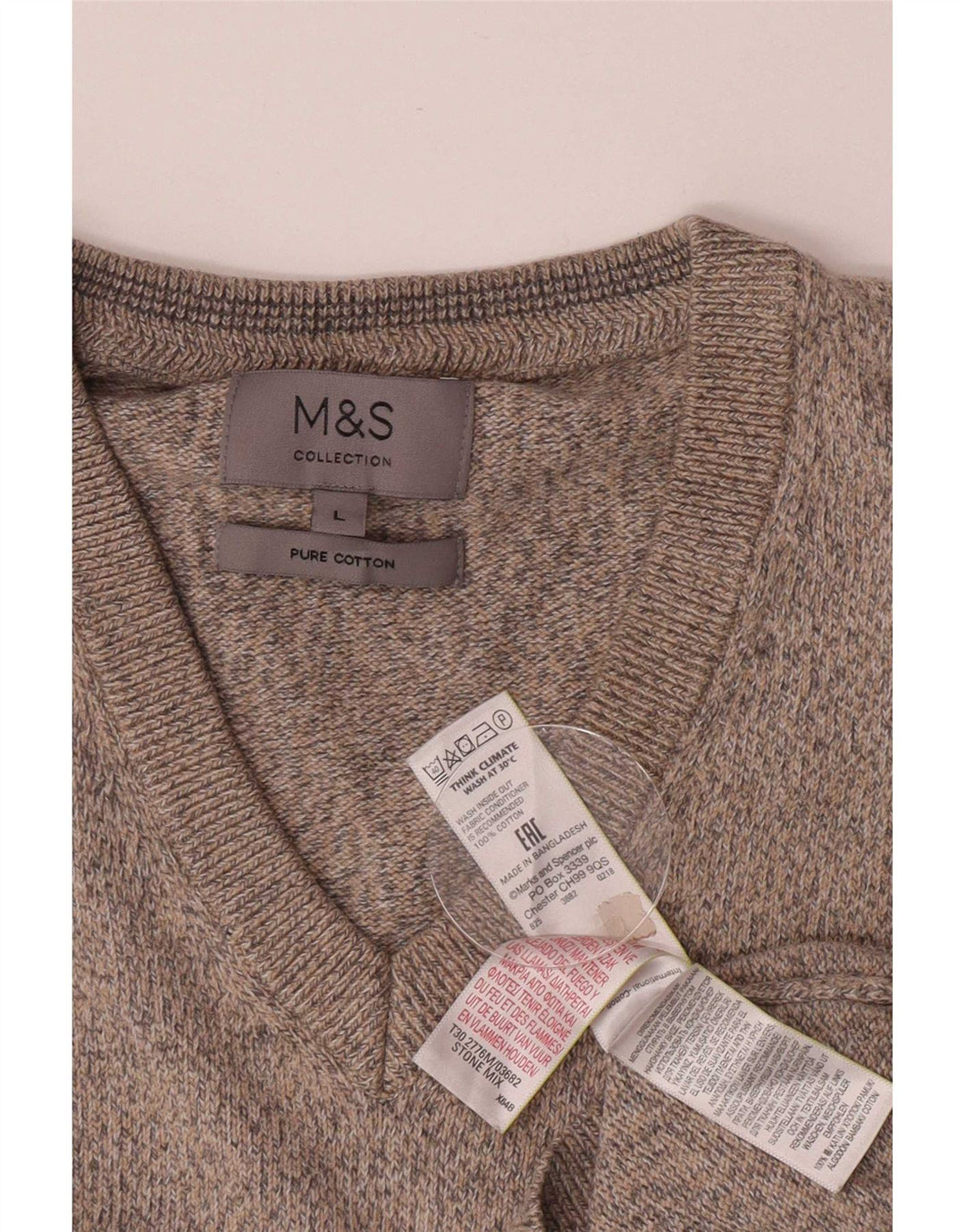 Canottiera da uomo Marks & Spencer grande in cotone chiazzato beige