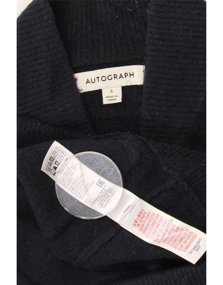 MARKS & SPENCER Maglione cardigan autografo da uomo piccolo blu navy in poliammide