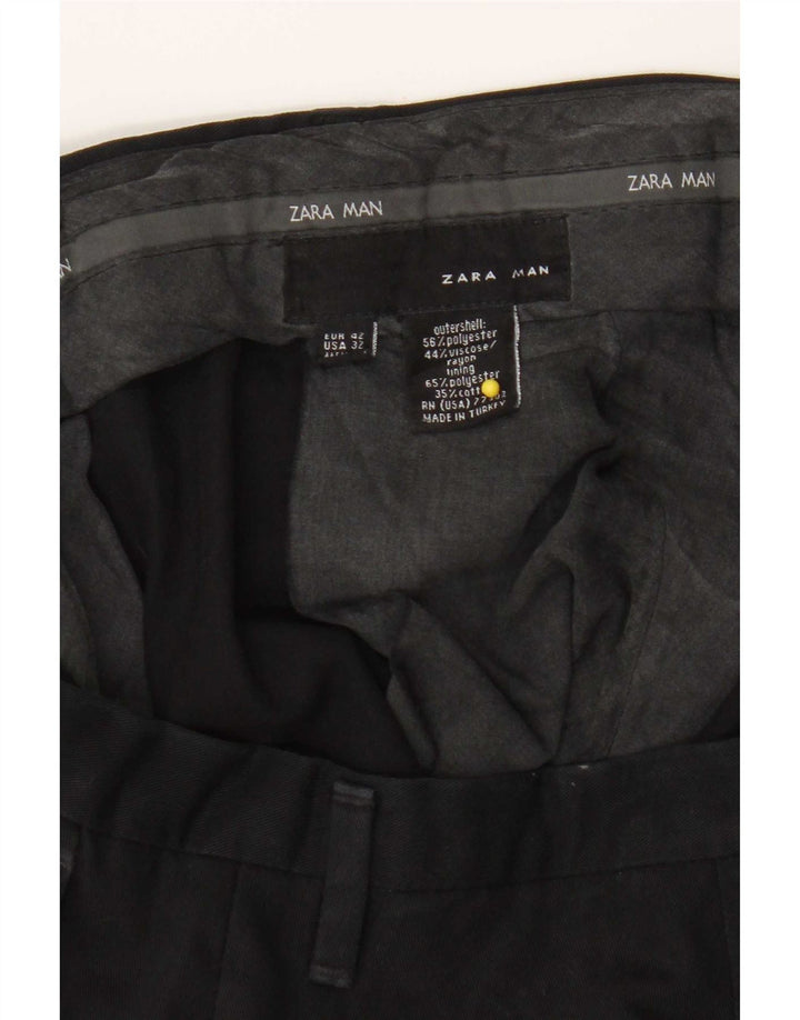 Pantaloni chino dritti da uomo Zara EU 42 Large W32 L32 poliestere nero