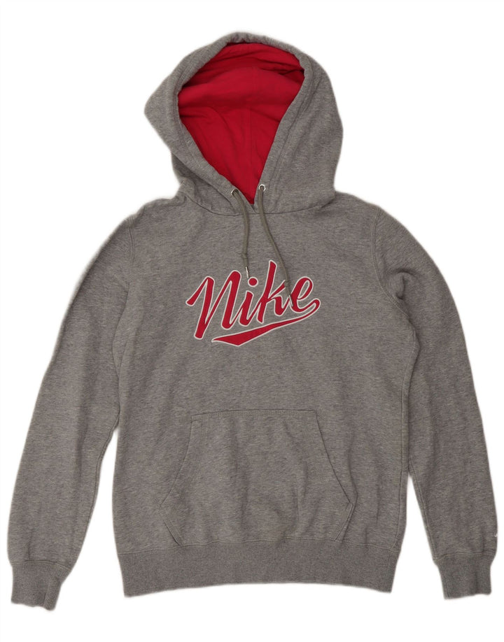 Felpa con cappuccio grafica Nike da uomo in cotone grigio medio