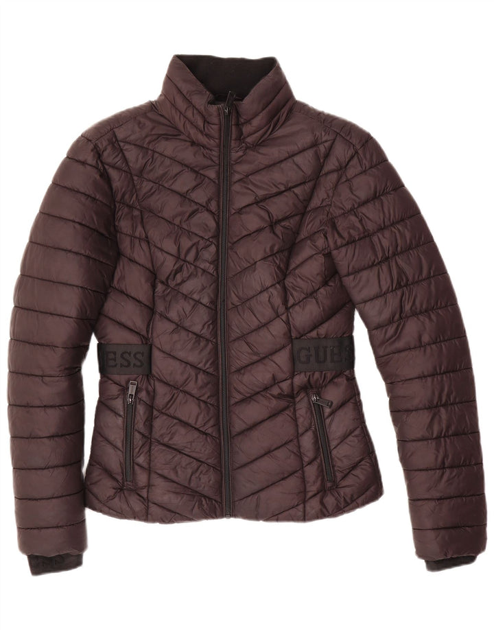 Guess Giacca imbottita con grafica da donna UK 10 Small Poliestere nero