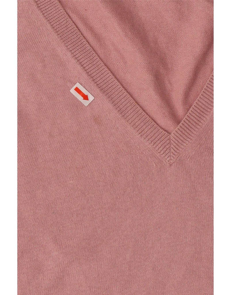 BURBERRY Womens V-Neck Jumper Sweater UK 10 Small Pink Cotton Vintage Burberry and Second-Hand Burberry from Messina Hembry 