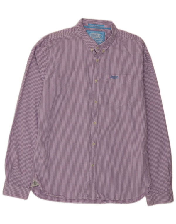 Camicia da uomo extra slim fit Superdry 2XL cotone gessato viola