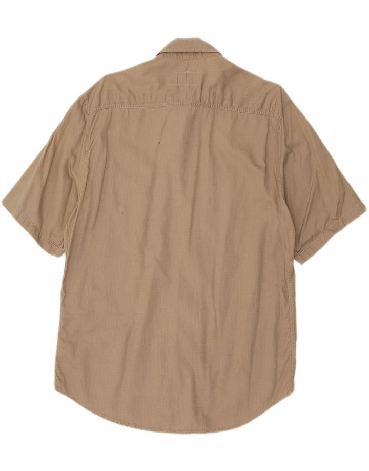 Camicia Armani Jeans Uomo Manica Corta Cotone Beige Medio