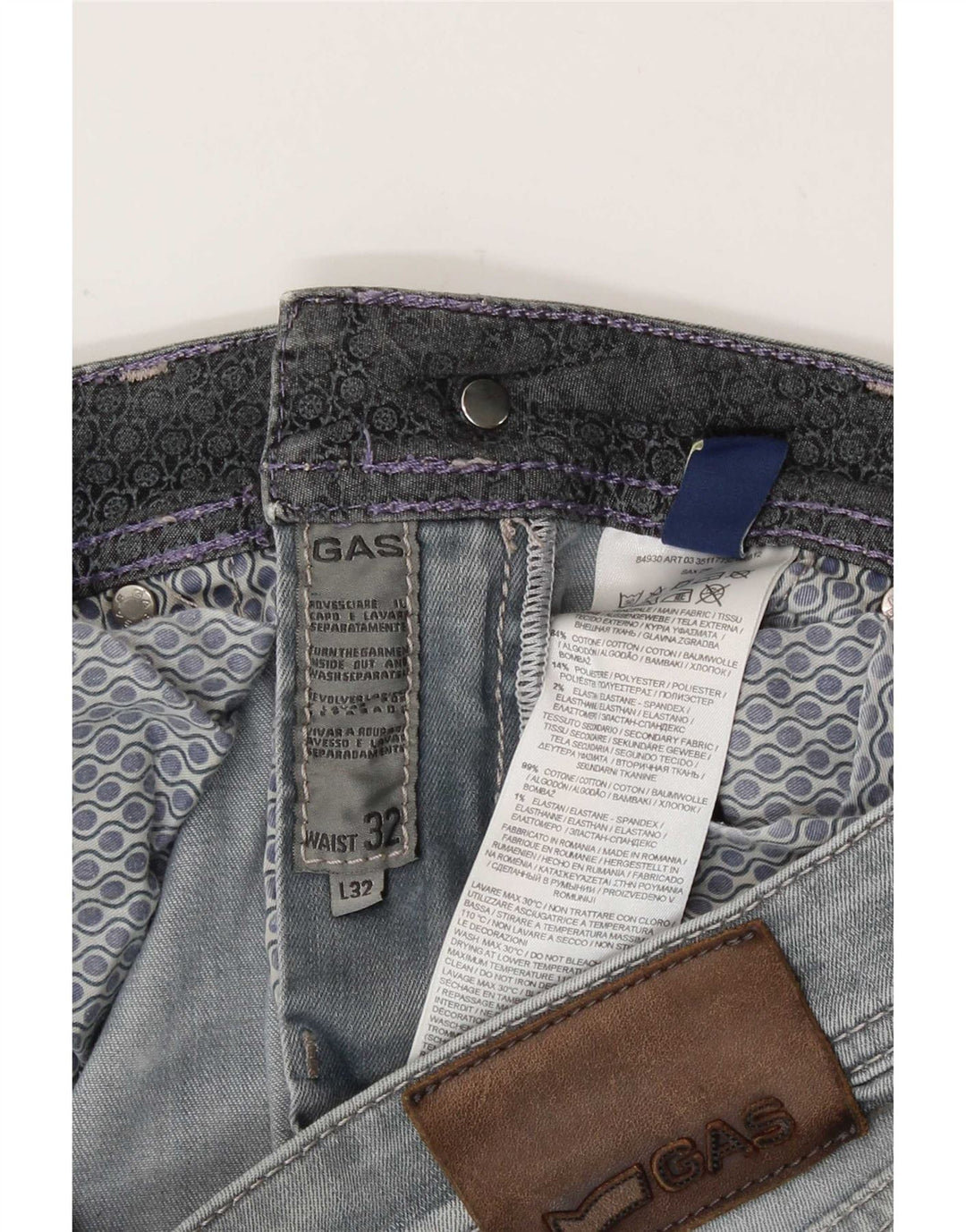 Jeans slim da donna Gas W32 L29 cotone grigio