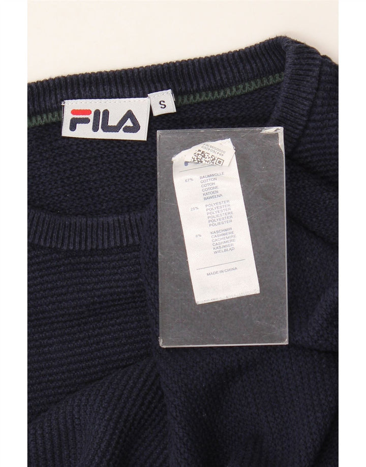 Maglione maglione girocollo da uomo FILA piccolo in cotone blu navy
