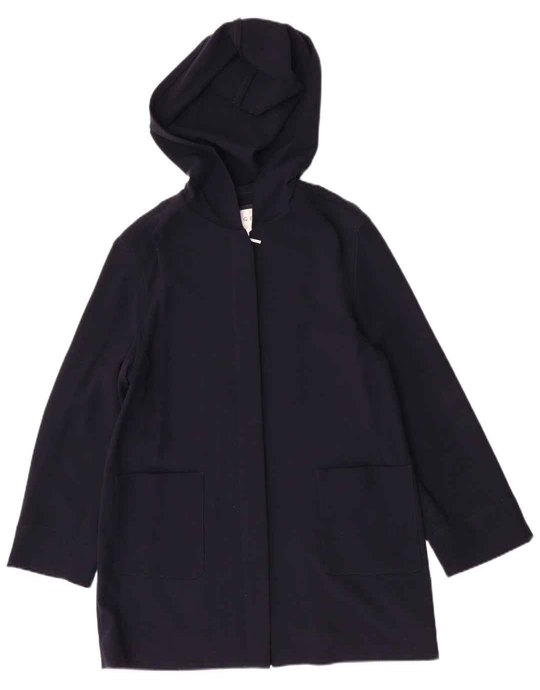 Soprabito oversize con cappuccio da donna Jaeger UK 10 Small Lana vergine blu navy