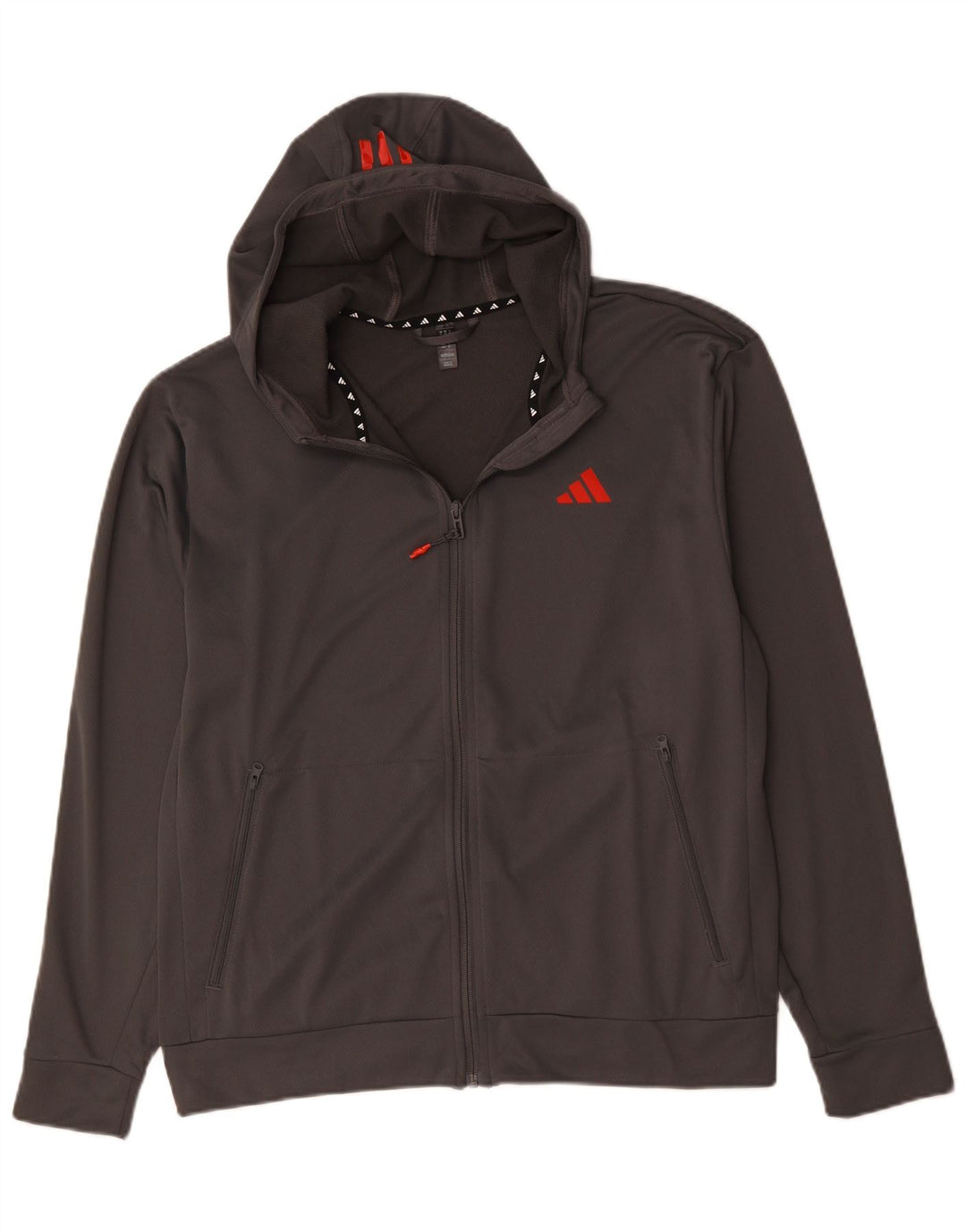 Felpa con cappuccio e zip Adidas Aeroready da uomo in poliestere grigio medio