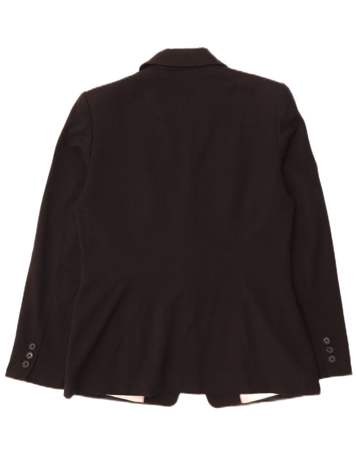 MARKS & SPENCER Womens 1 Button Blazer Jacket UK 12 Medium Black Polyester