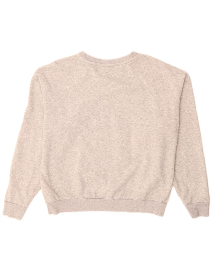 Felpa con grafica PUMA da donna, maglione UK 14, cotone screziato grigio medio