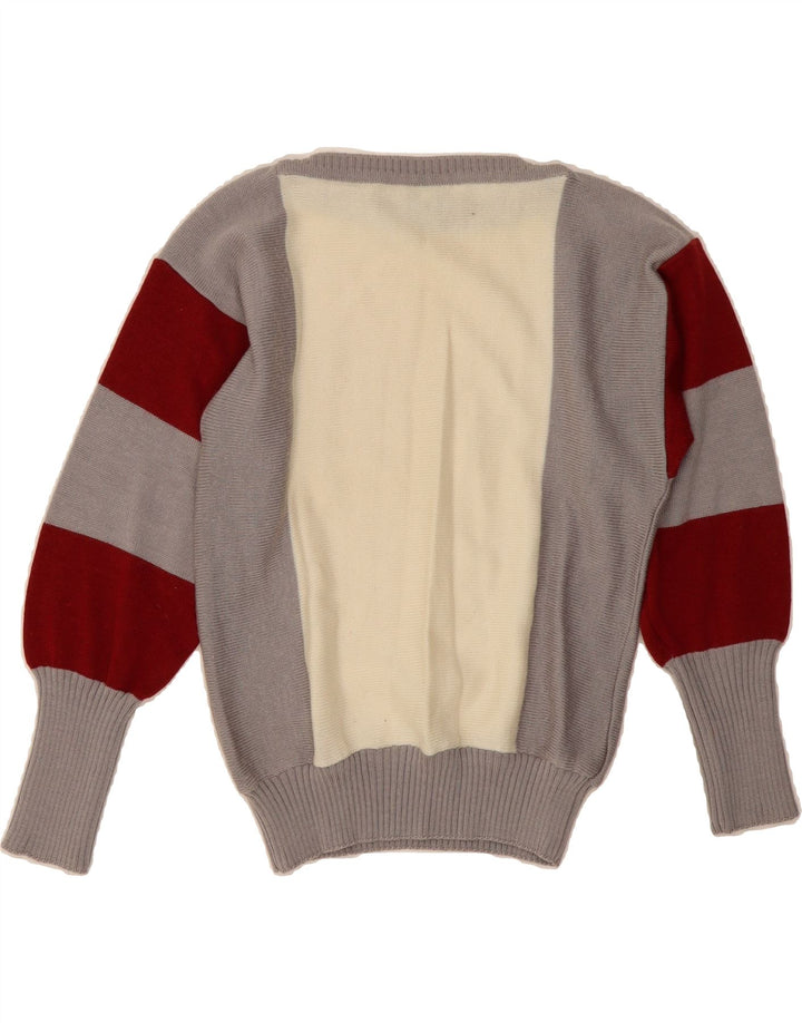 CANDA Womens Crop Boat Neck Jumper Sweater EU 42 Large Grey Colourblock Vintage Canda and Second-Hand Canda from Messina Hembry 