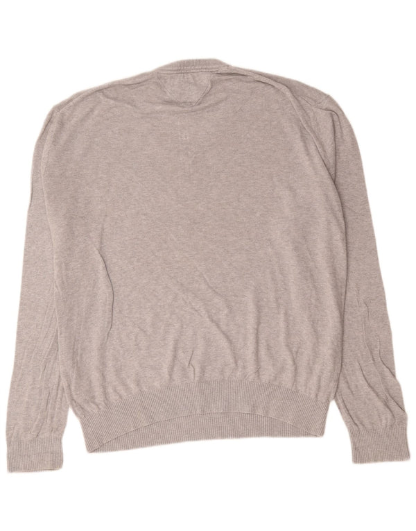 Maglione maglione con scollo a V da uomo Tommy Hilfiger XL cotone chiazzato grigio