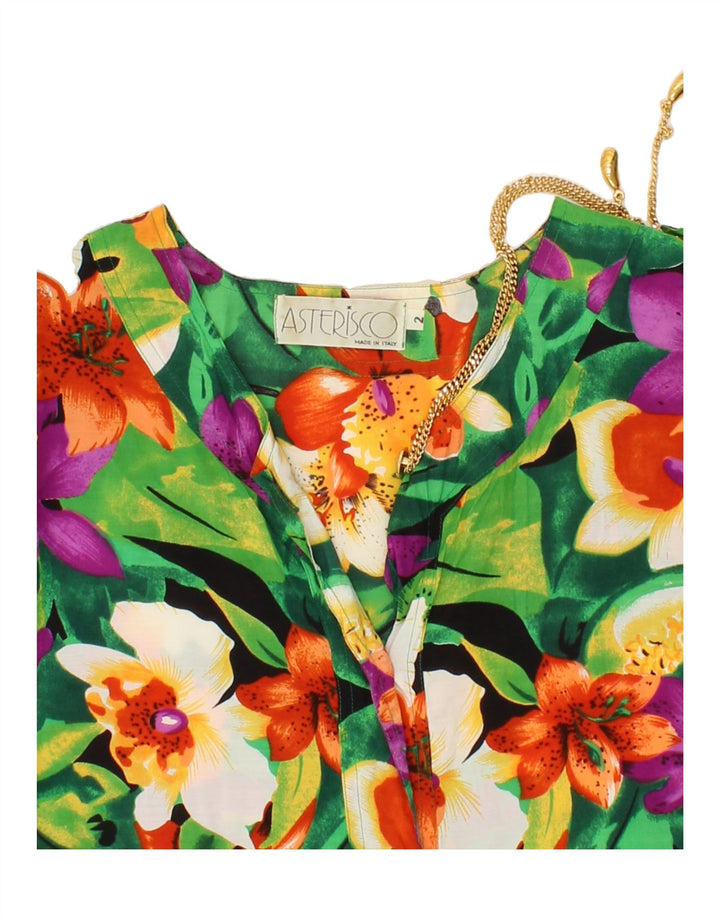 VINTAGE Womens Short Sleeve Shirt Blouse UK 12 Medium Multicoloured Floral Vintage Vintage and Second-Hand Vintage from Messina Hembry 