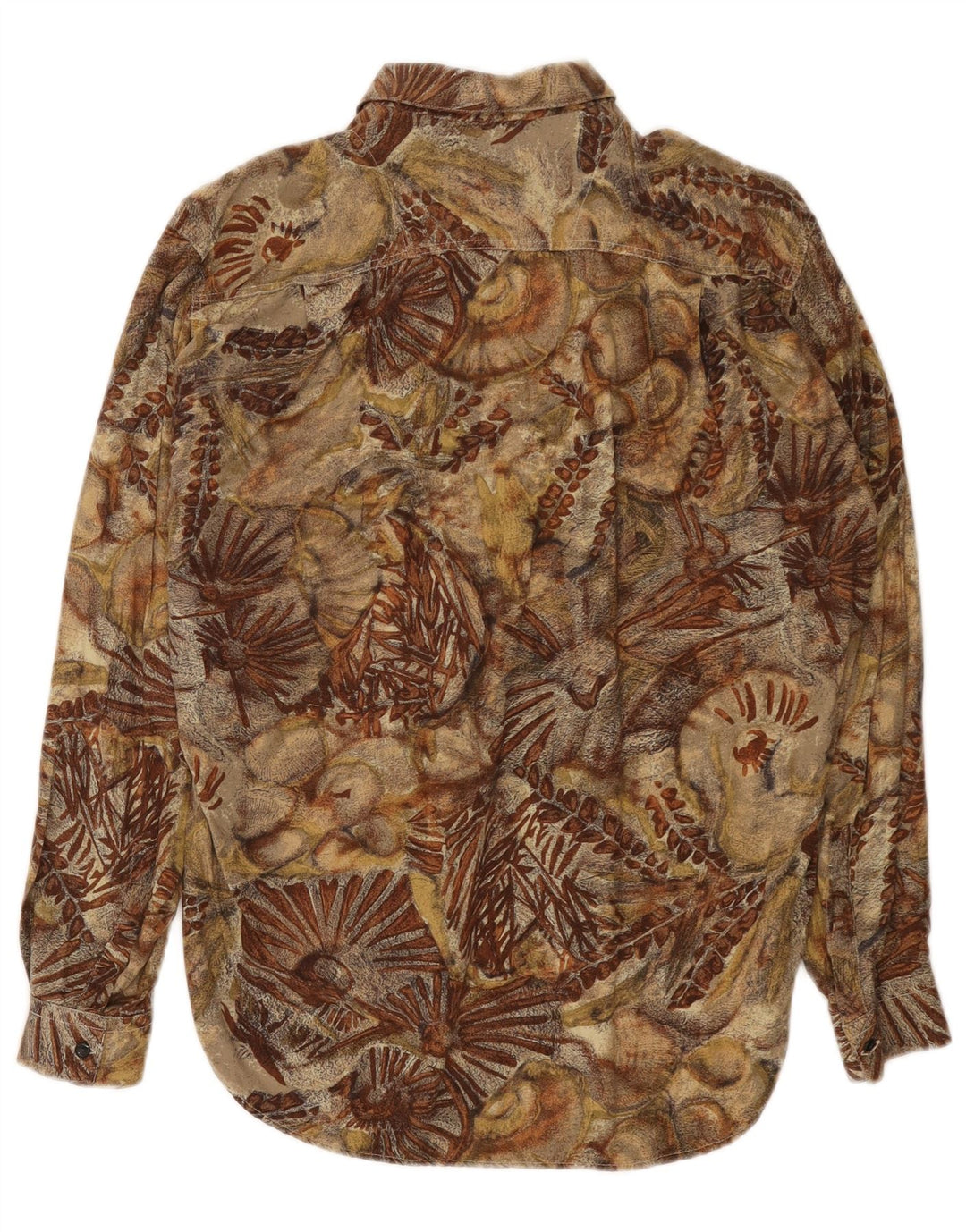 Camicia vintage da uomo in viscosa floreale marrone medio