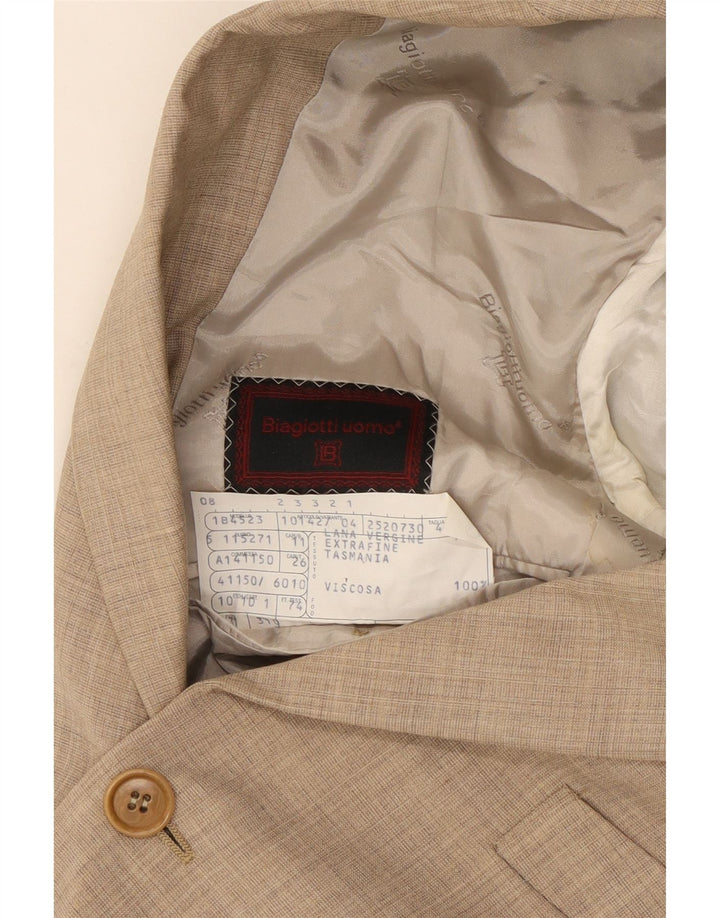 Biagiotti Giacca Blazer 3 Bottoni Uomo IT 48 Beige Medio Lana Vergine