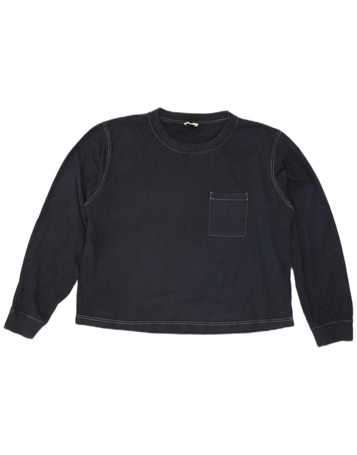 Cos Top da uomo a maniche lunghe in cotone blu navy medio