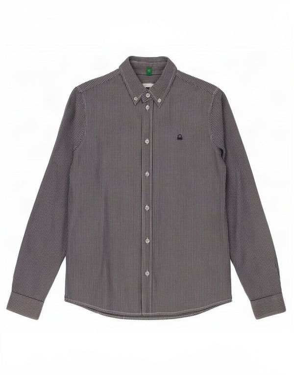 Camicia da donna Benetton UK 12 medio blu navy gessato