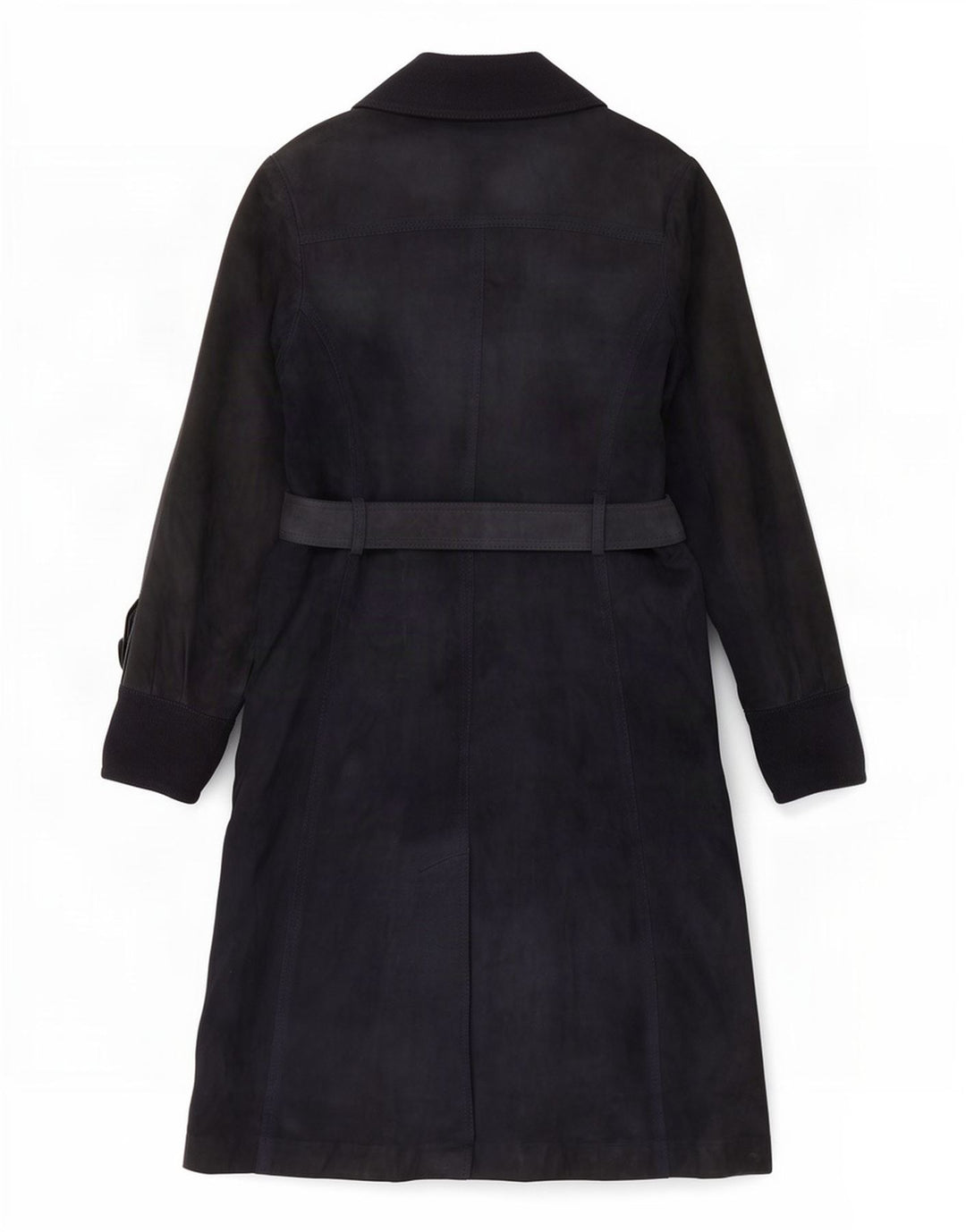 Soprabito vintage in pelle scamosciata da donna UK 10 piccolo blu navy