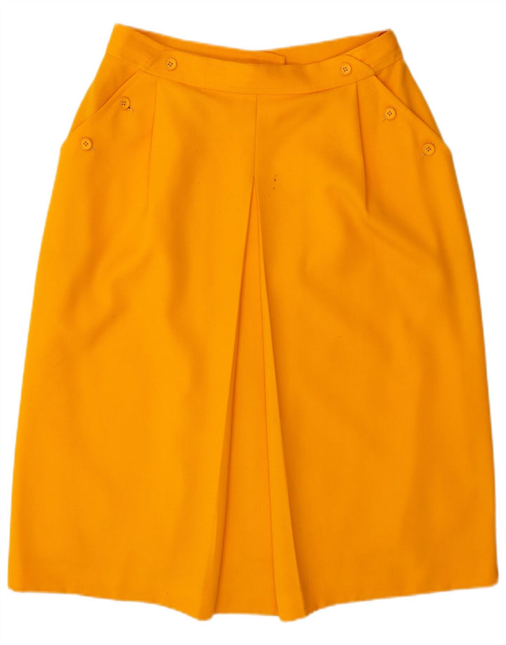 Gonna a trapezio da donna vintage W30 in lana arancione media