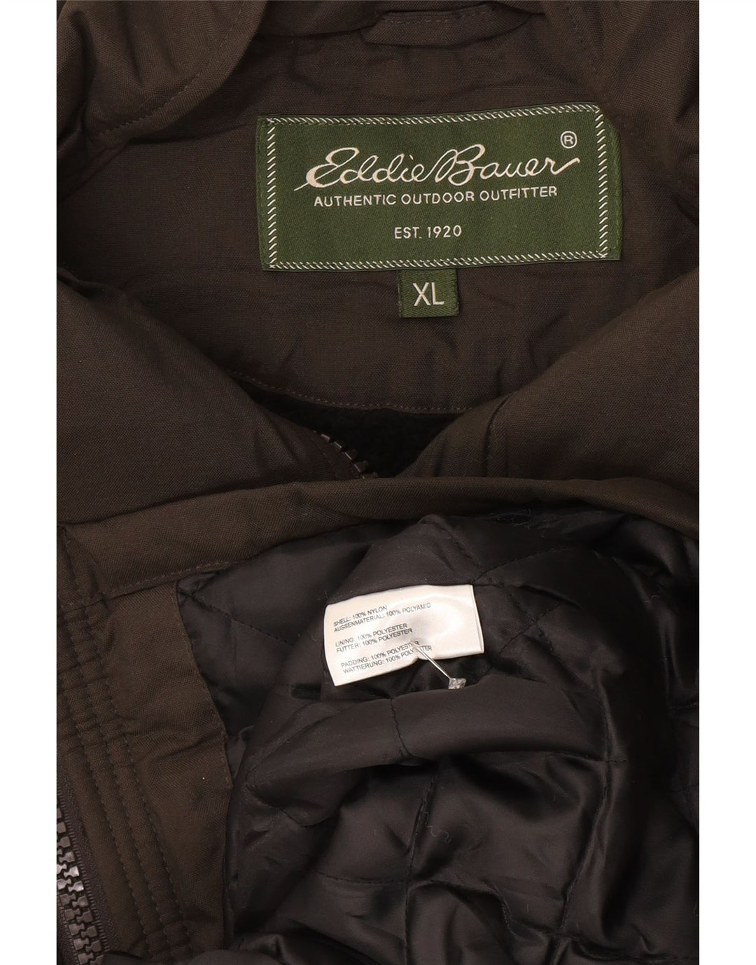 EDDIE BAUER Giacca imbottita da uomo UK 42 XL Nylon grigio