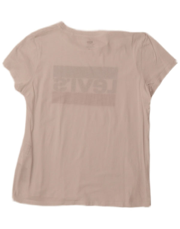 T-shirt grafica da donna LEVI'S Top UK 12 cotone bianco medio