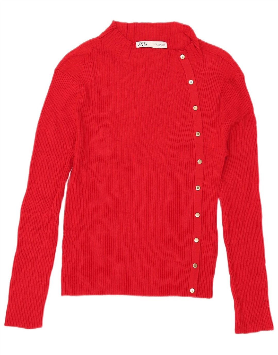 Maglione maglione a collo alto da donna Zara UK 14 grande viscosa rossa
