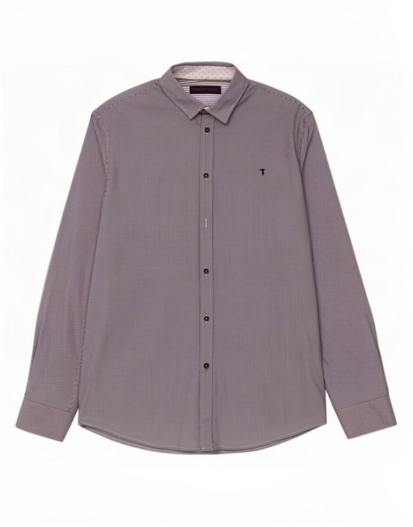 Camicia Uomo Trussardi Jeans Taglia 42 Large Cotone Gessato Blu Navy