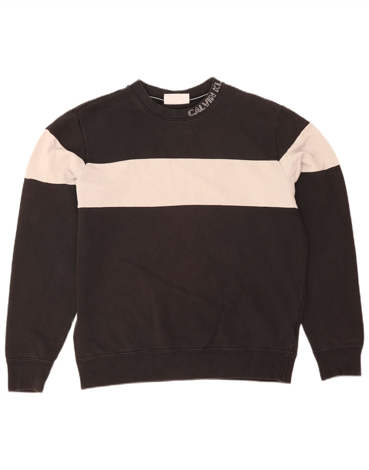 Calvin Klein Jeans Felpa grafica da uomo Maglione color block medio nero